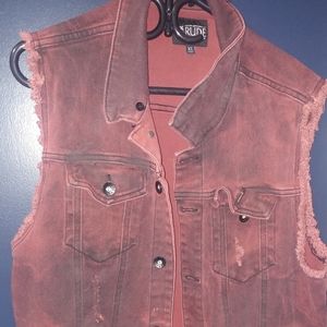 X Rude light acid wash denim vest